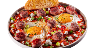 Shakshuka with black angus  sausage