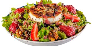 Roasted goat cheese and strawberry salad