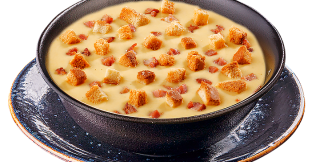 Potato cream soup with bacon