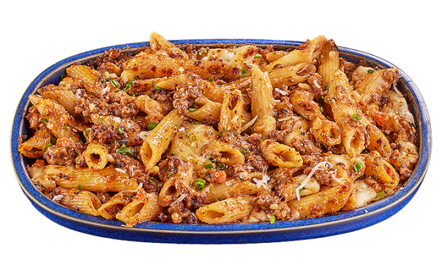 ЗАПЕЧЁННЫЕ ПЕННЕ С ГОВЯЖЬИМ РАГУ ИЗ БЛЭК АНГУС BEEF